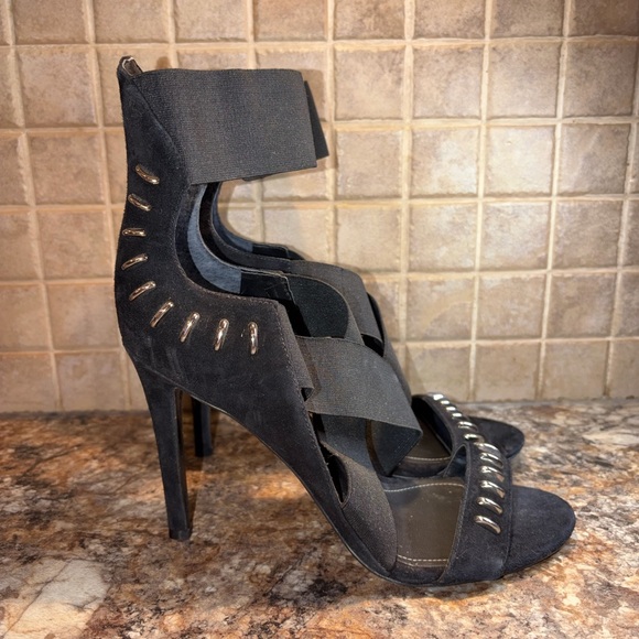 Kendall & Kylie Shoes - Kendall & Kylie Black Strappy Heels with Silver Accents
